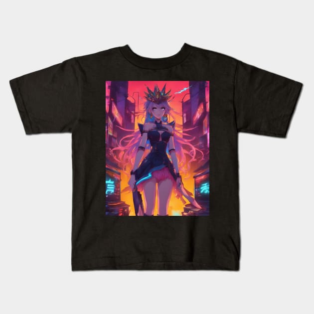 anime adventure villain girl pose Kids T-Shirt by animegirlnft